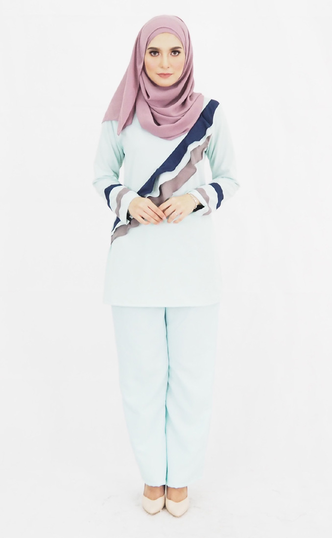SW4774 Blouse & Pant Set (Plus Size) Green
