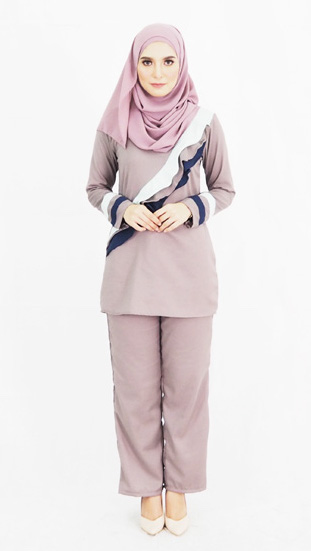 SW4774 Blouse & Pant Set (Plus Size) Grey