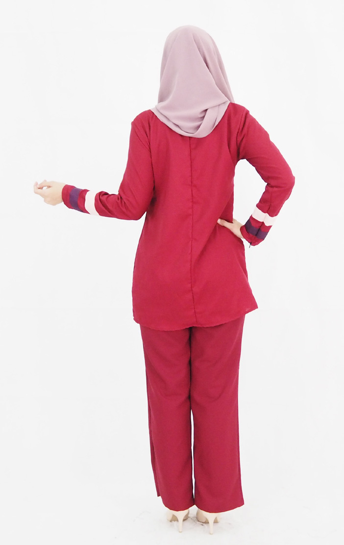 SW4774 Blouse & Pant Set (Plus Size) Maroon
