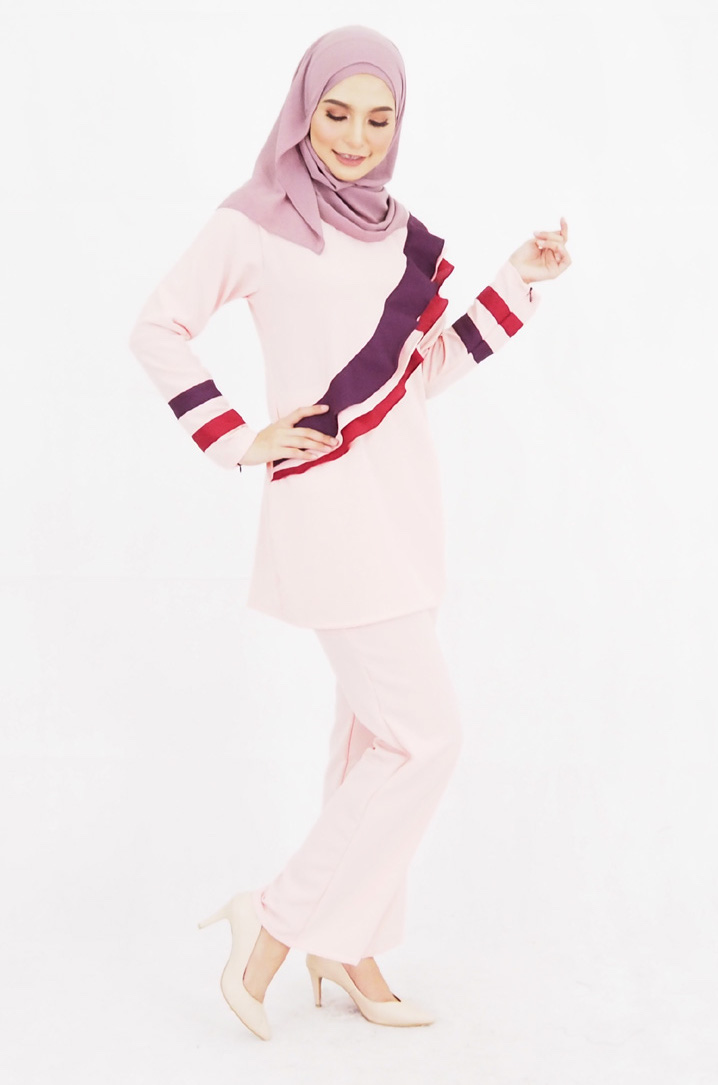 SW4774 Blouse & Pant Set (Plus Size) Peach