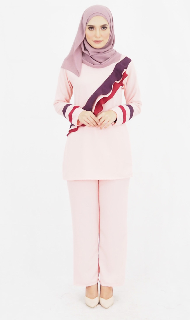 SW4774 Blouse & Pant Set (Plus Size) Peach