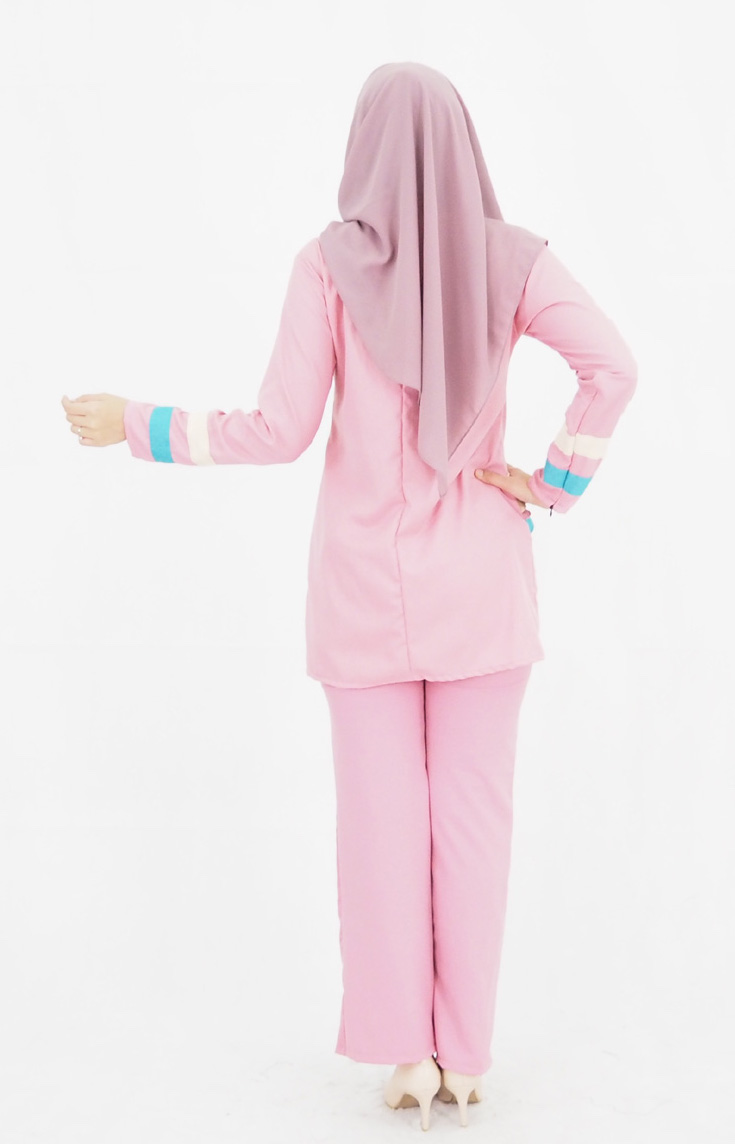 SW4774 Blouse & Pant Set (Plus Size) Pink