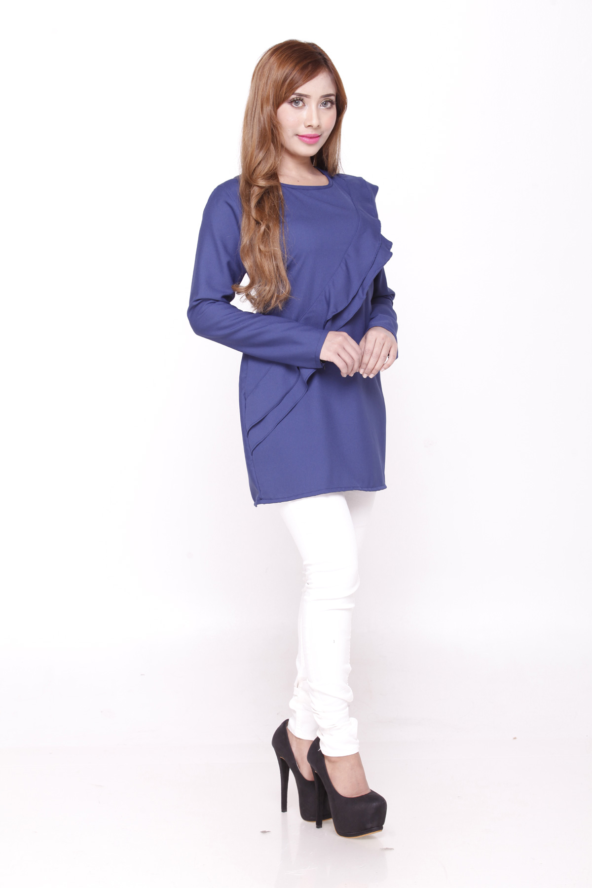 SW4779 Charming Blouse (Plus Size) Navy