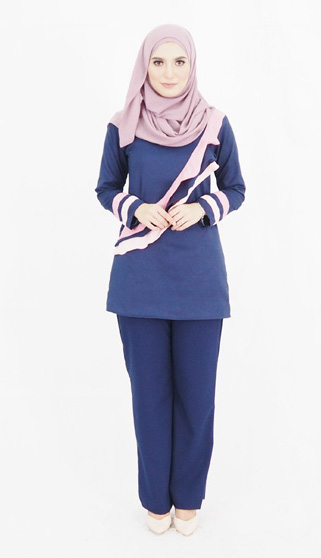 SW4774 Blouse & Pant Set (Plus Size) Navy