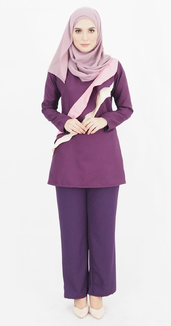 SW4784 Blouse & Pant (Plus Size) Purple