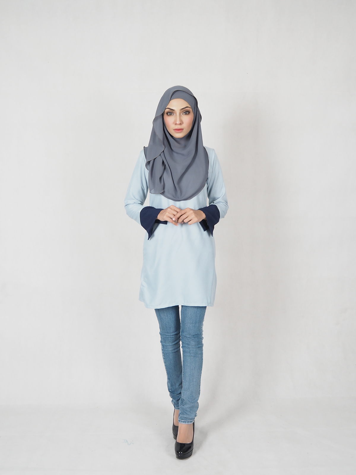 SW4791 Pretty Blouse (Plus Size Maternity) Light Blue