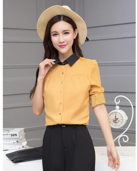 EW20530 Stylish Chiffon Top Yellow