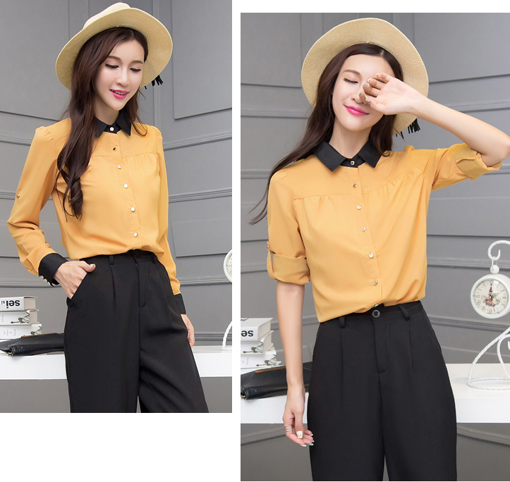 EW20530 Stylish Chiffon Top Yellow