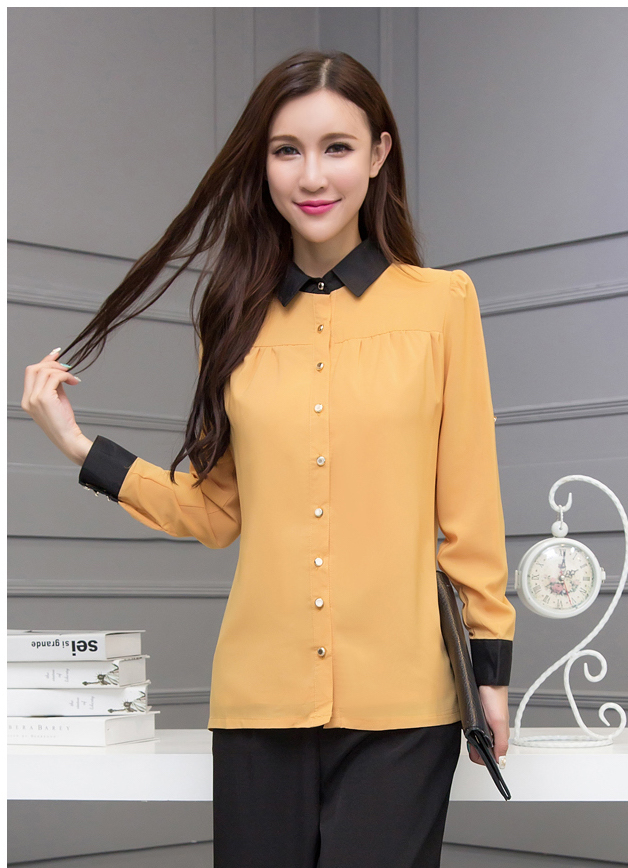 EW20530 Stylish Chiffon Top Yellow