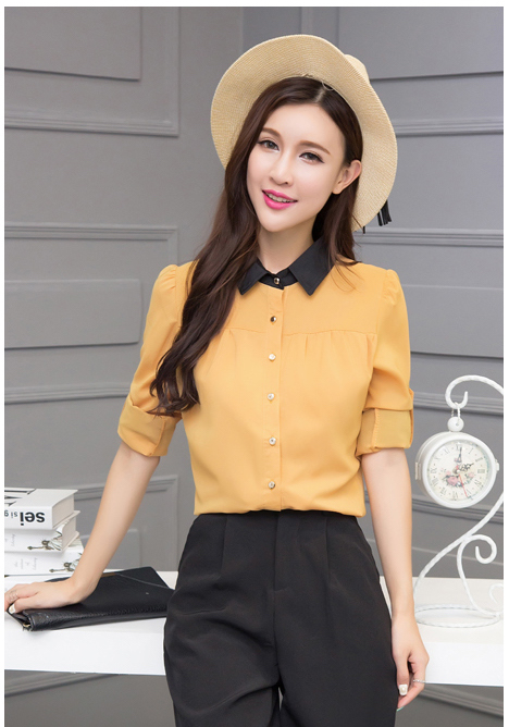 EW20530 Stylish Chiffon Top Yellow
