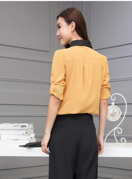 EW20530 Stylish Chiffon Top Yellow