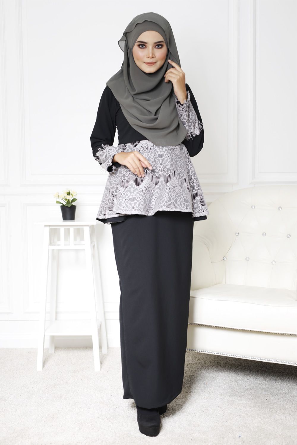 SW4822 Pretty Baju Kurung Black