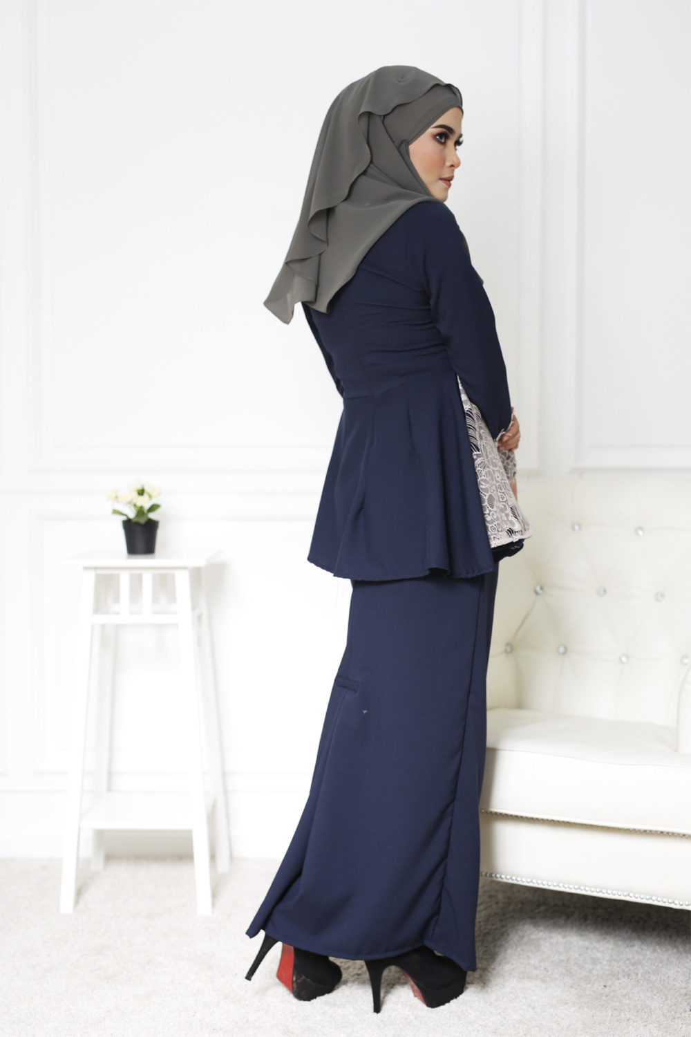 SW4822 Pretty Baju Kurung Dark Blue