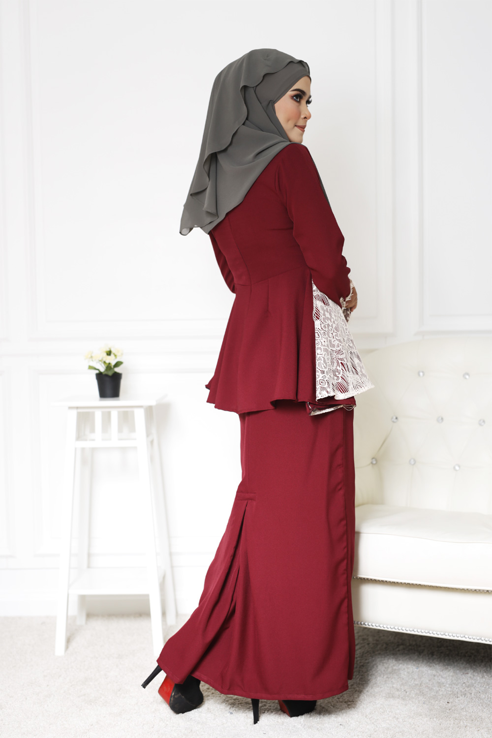 SW4822 Pretty Baju Kurung Maroon
