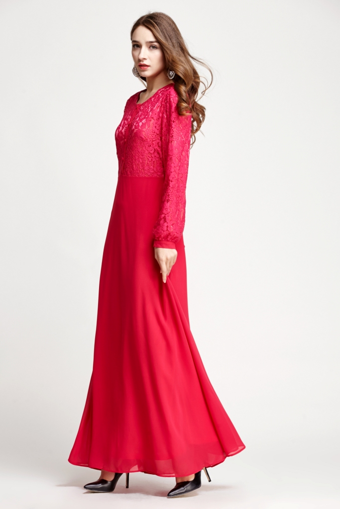 BM70108 Charming Lace Jubah Fuschia