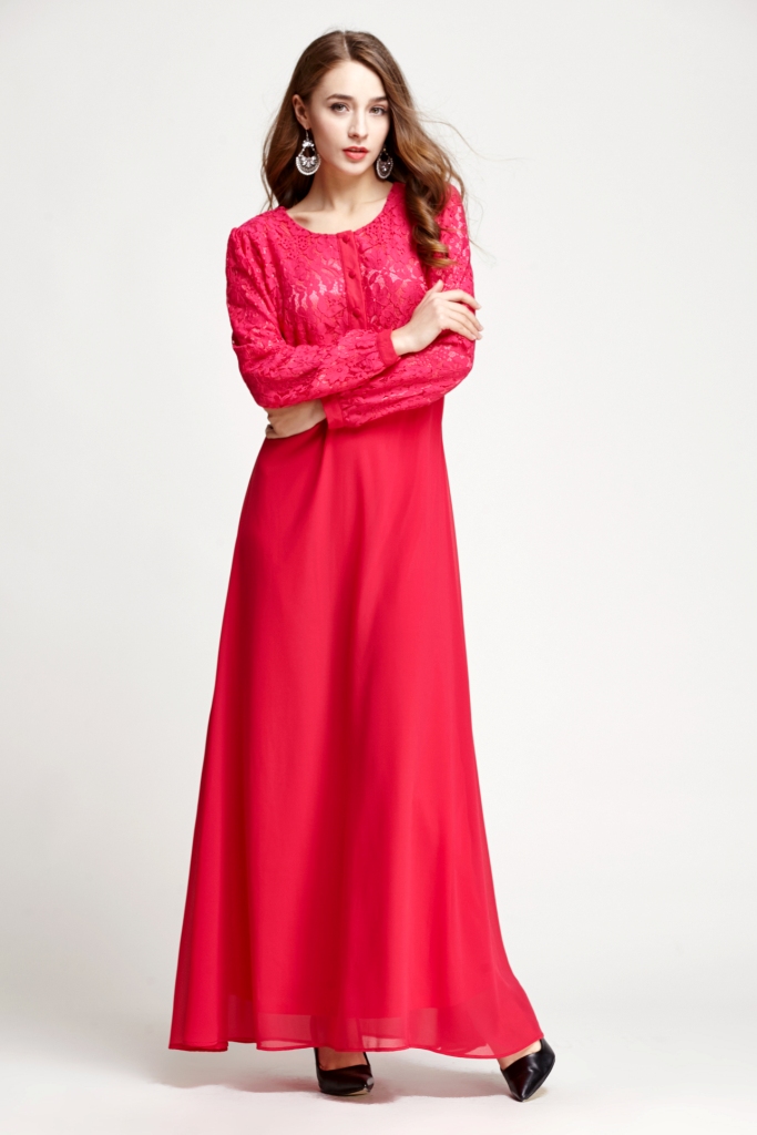 BM70108 Charming Lace Jubah Fuschia