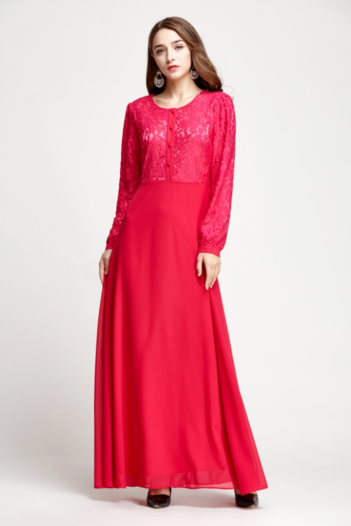 BM70108 Charming Lace Jubah Fuschia