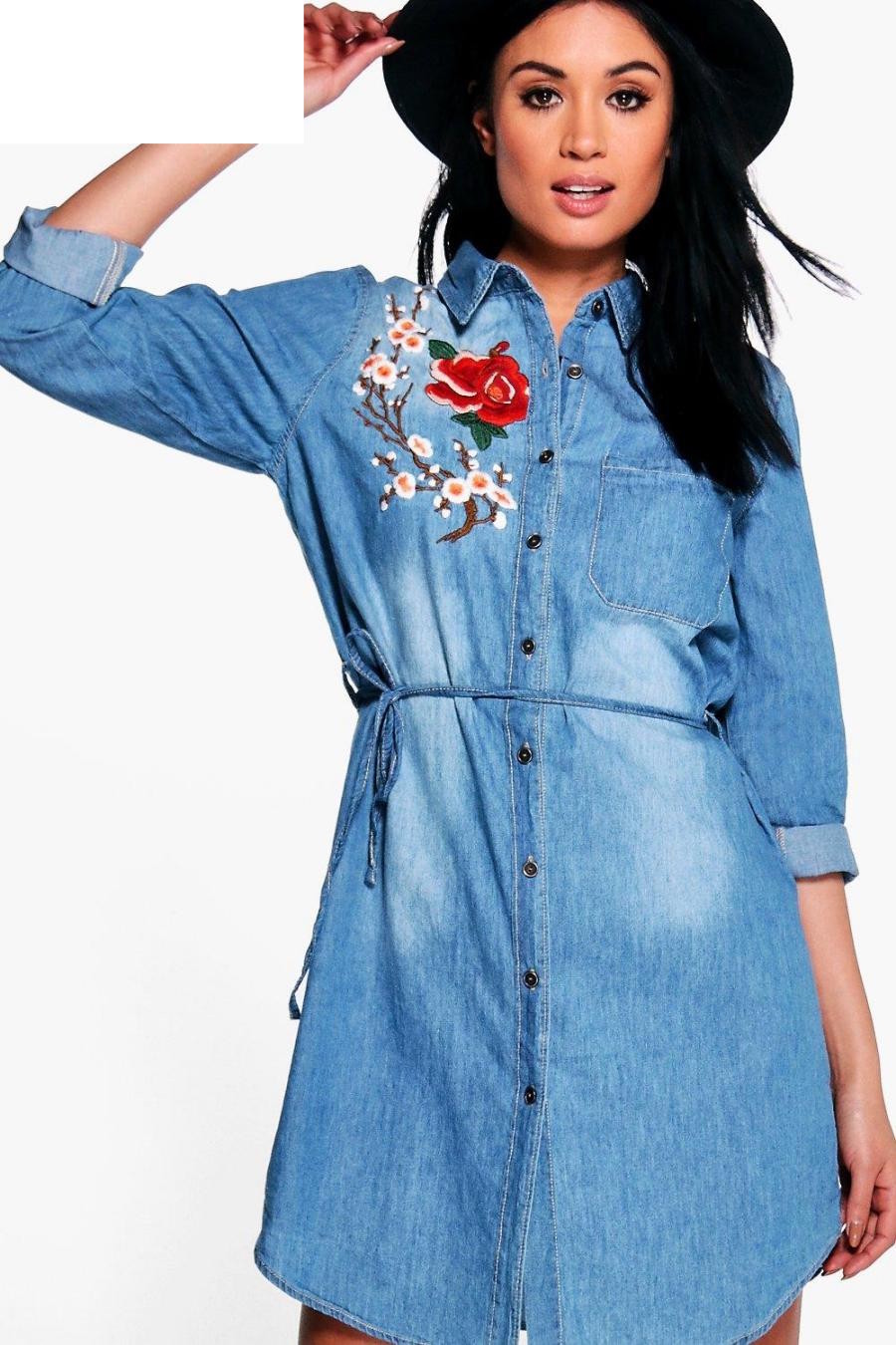 BM70137 Trendy Denim Dress Blue