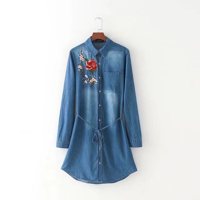 BM70137 Trendy Denim Dress Blue