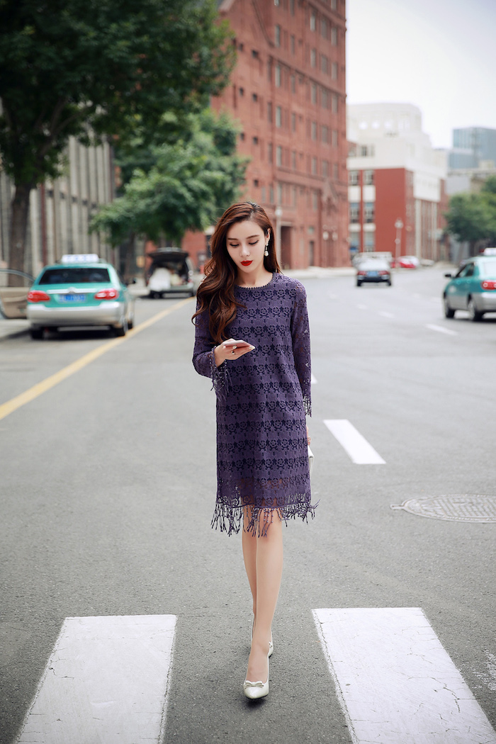 BM70138 Charming Lace Dress Purple
