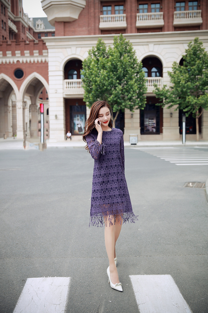 BM70138 Charming Lace Dress Purple