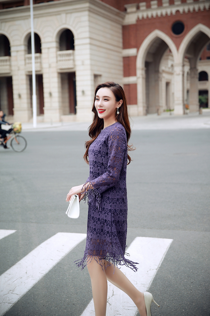 BM70138 Charming Lace Dress Purple