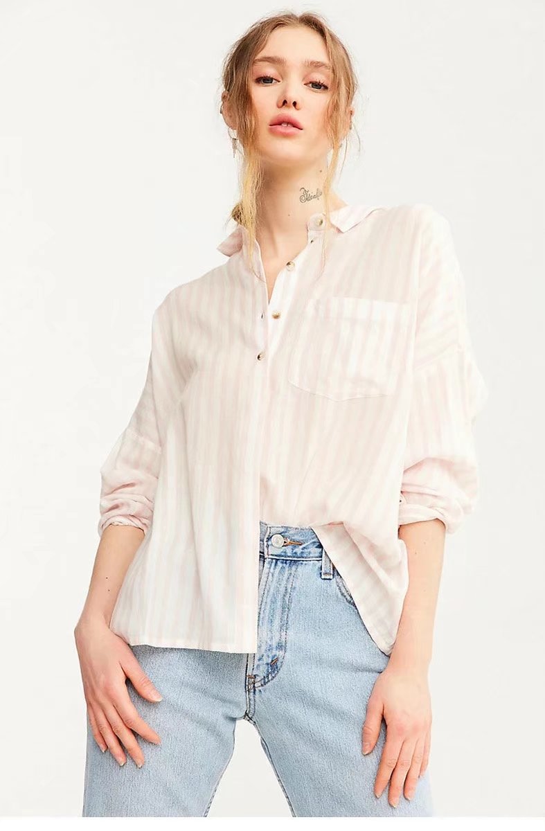 BM70152 Stylish Stripe Top Pink