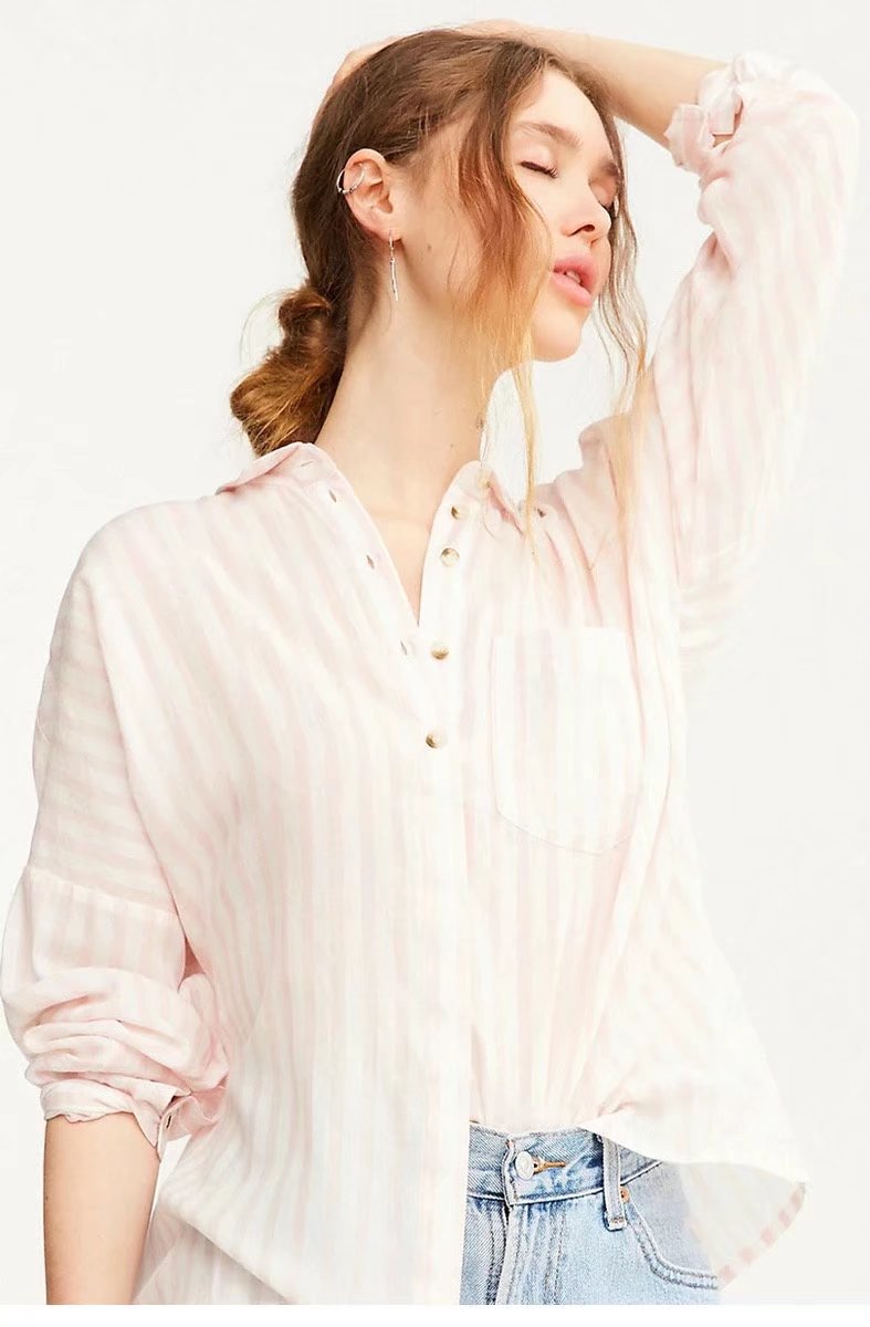 BM70152 Stylish Stripe Top Pink