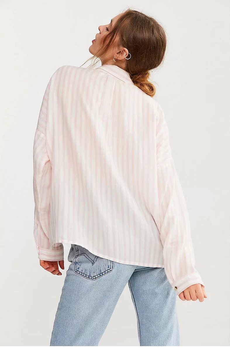 BM70152 Stylish Stripe Top Pink