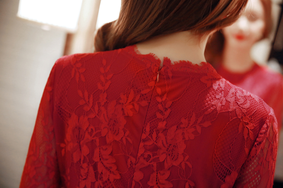 BM70177 Elegant Lace Dress Red