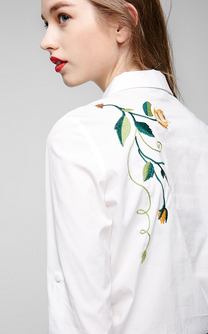 BM70190 Fashion Embroidered Top White