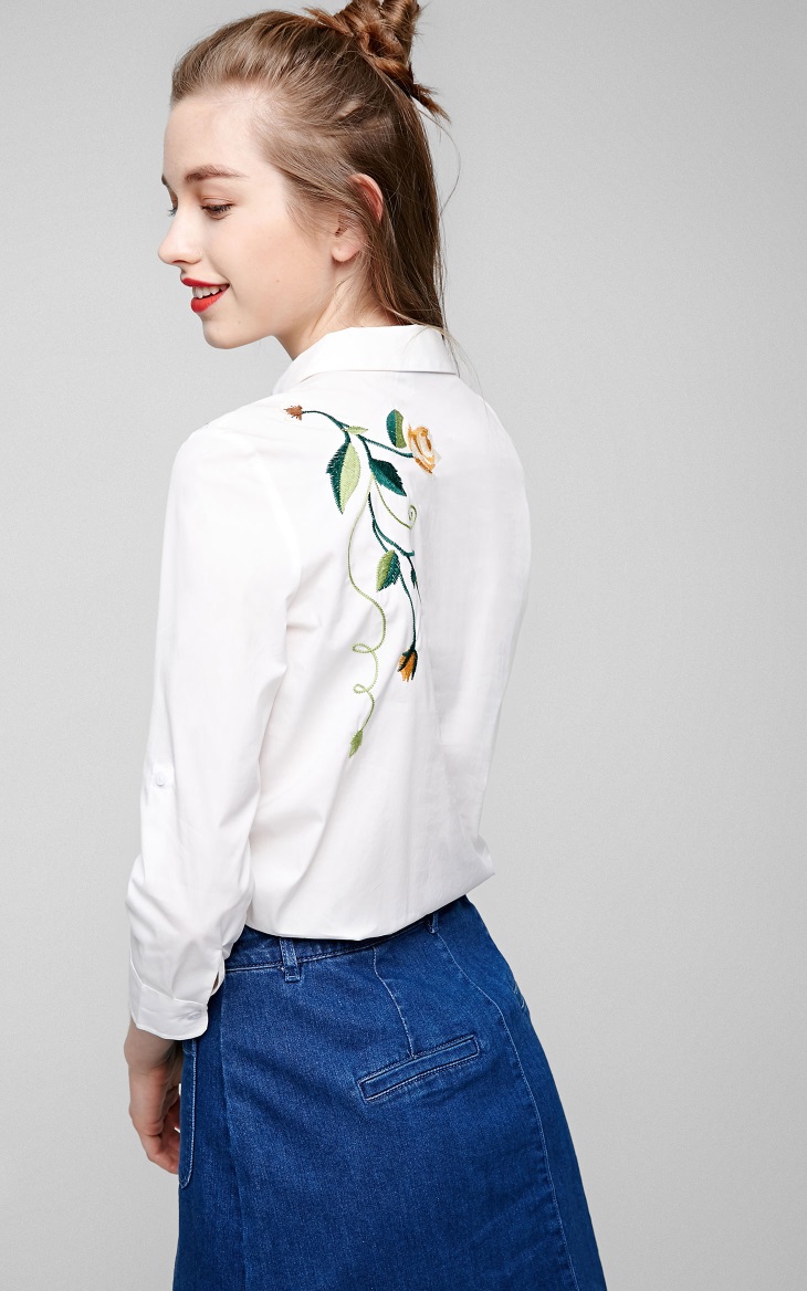 BM70190 Fashion Embroidered Top White