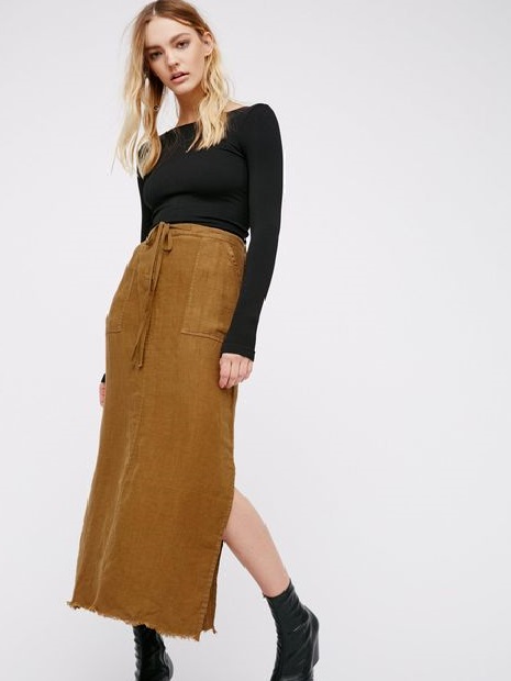 BM70201 Stylish Maxi Skirt Khaki