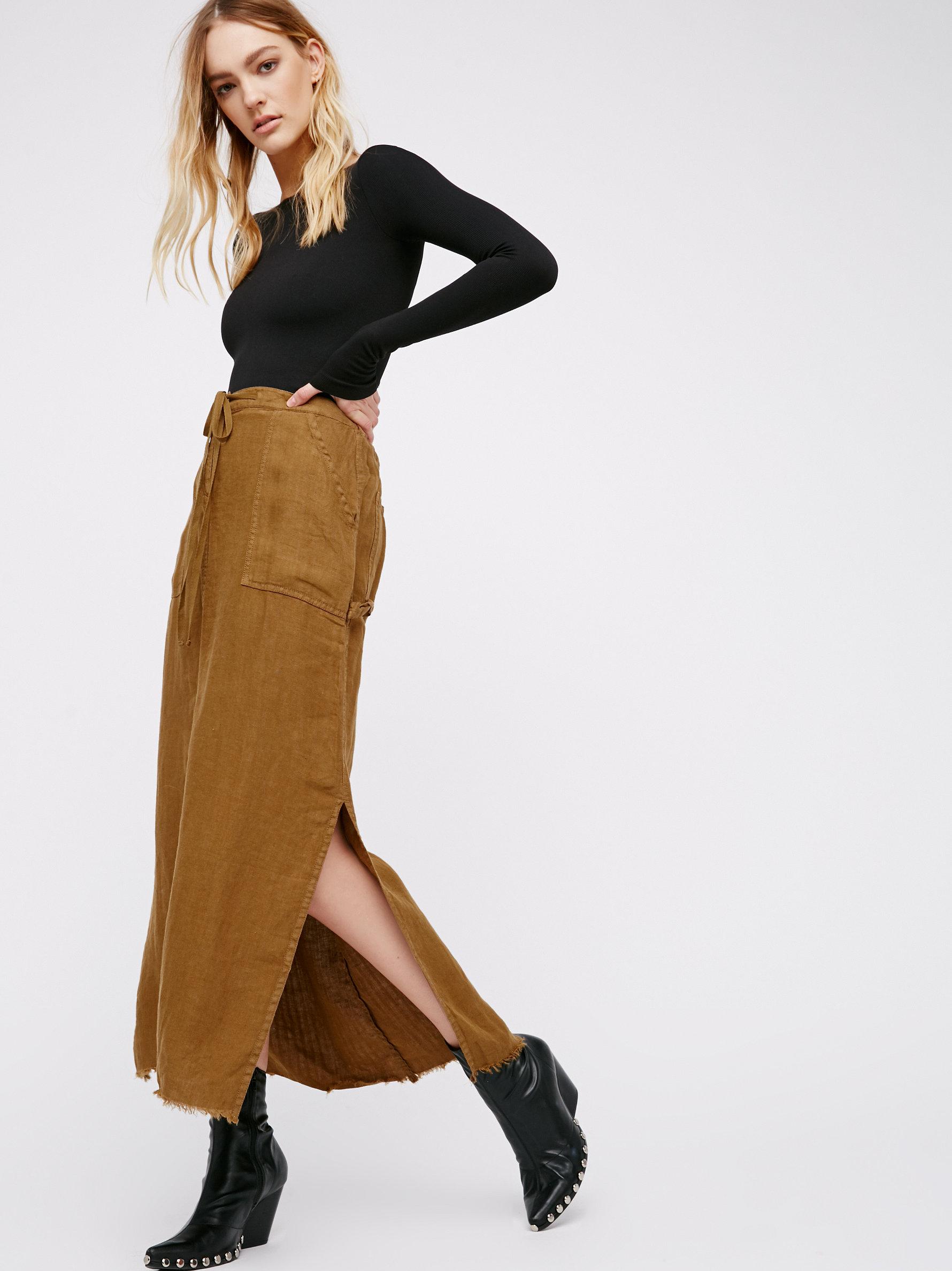 BM70201 Stylish Maxi Skirt Khaki