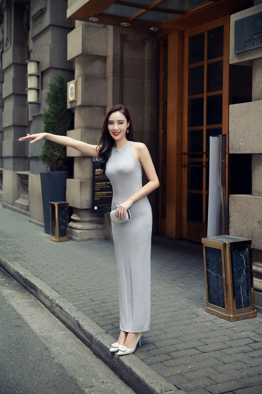 BM70228 Elegant Maxi Dress Grey
