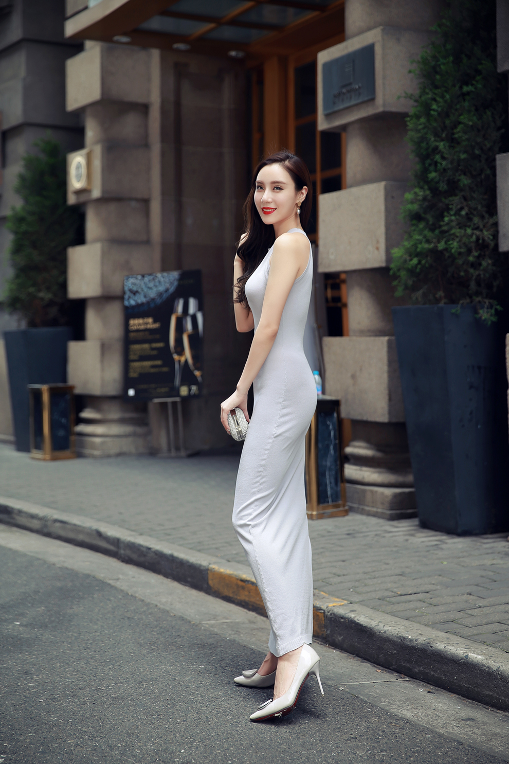 BM70228 Elegant Maxi Dress Grey