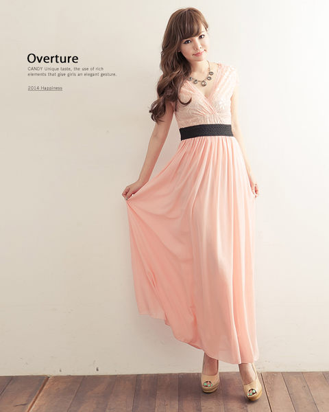 BM70229 Charming Chiffon Dress Pink