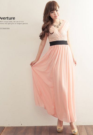 BM70229 Charming Chiffon Dress Pink