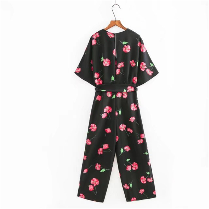 BM70217 Floral Jumpsuit Black