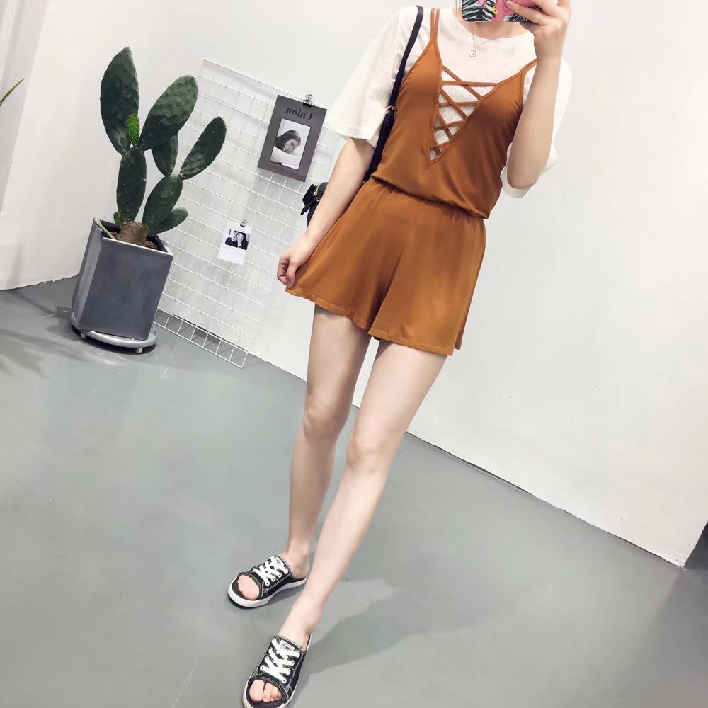 BM70218 Sexy Jumpsuit Brown