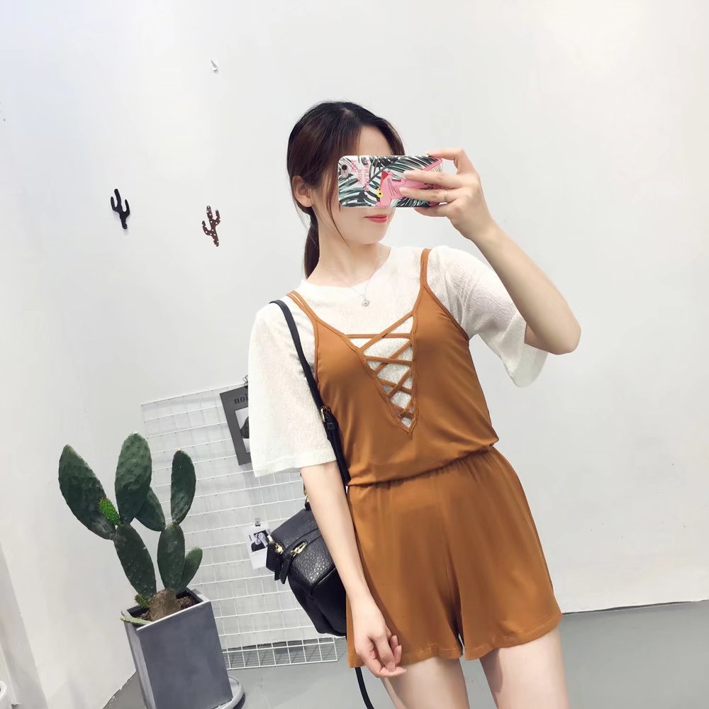 BM70218 Sexy Jumpsuit Brown