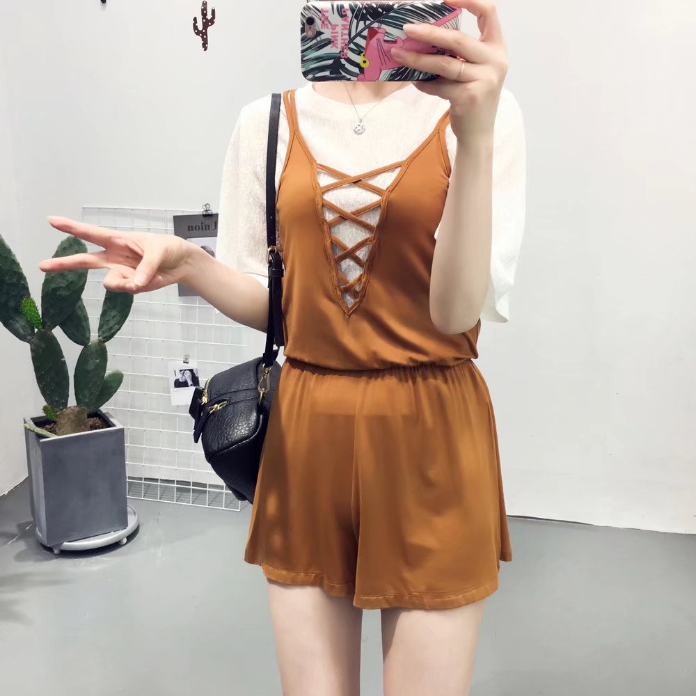 BM70218 Sexy Jumpsuit Brown