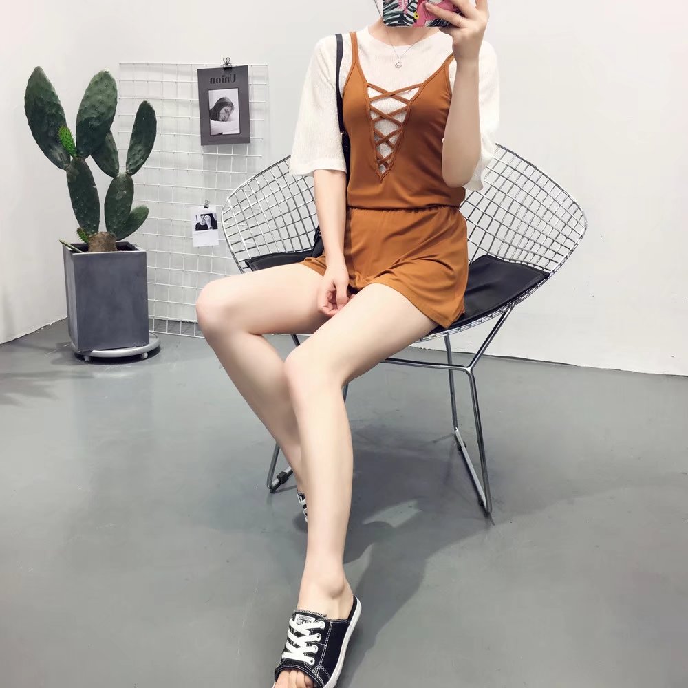 BM70218 Sexy Jumpsuit Brown
