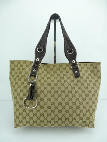 PB6012 Gucci Icon Bit Medium Tote With Horsebit Details (Dark Brown)