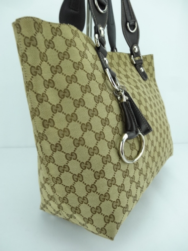 PB6012 Gucci Icon Bit Medium Tote With Horsebit Details (Dark Brown)