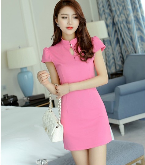 WD21049 Stylish OL Dress Pink