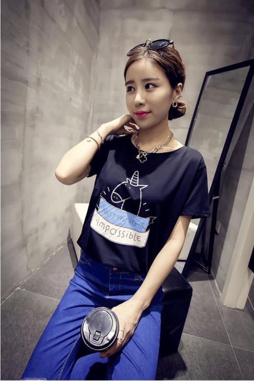 WT21054 Cute Fashion Top Black