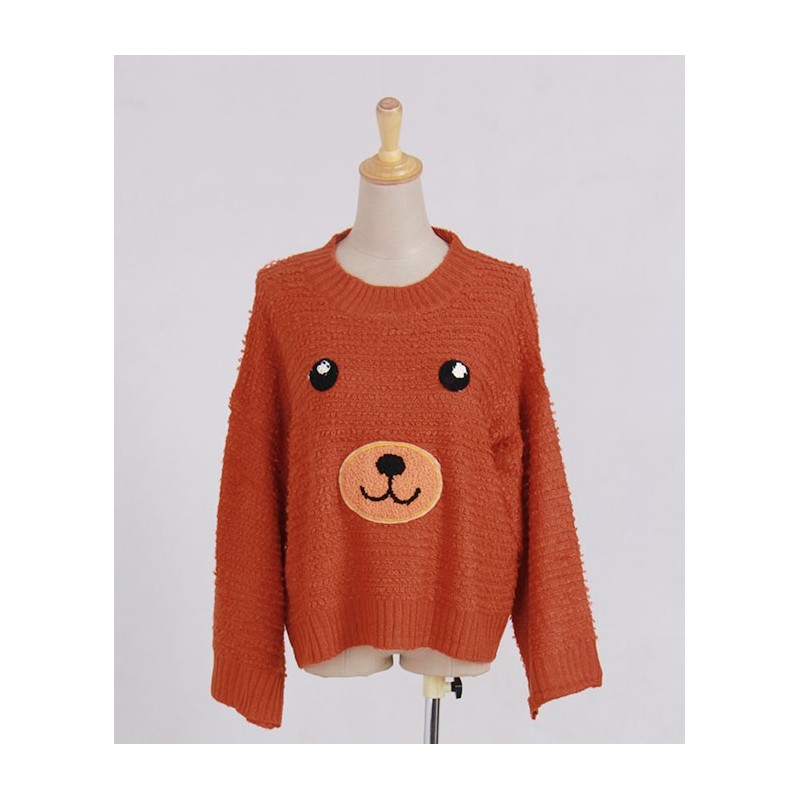 WT21071 Cute Knit Top Brown