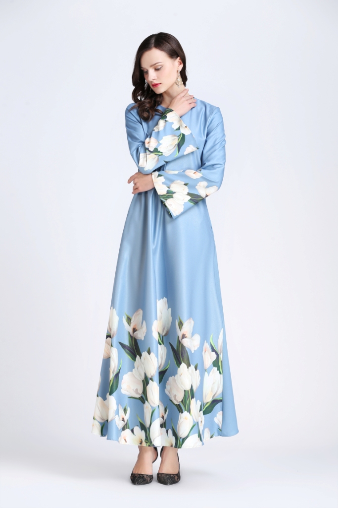 BM70246 Elegant Maxi Dress Blue
