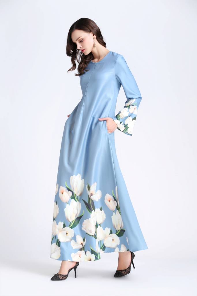 BM70246 Elegant Maxi Dress Blue